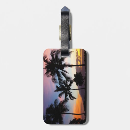 Maui Hawaiian Sunset Palm Tree Gepäckanhänger (Rückseite vertikal)