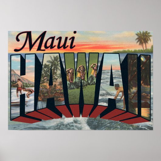 Maui, HawaiiGroße Letter ScenesMaui, HI Poster (Vorne)