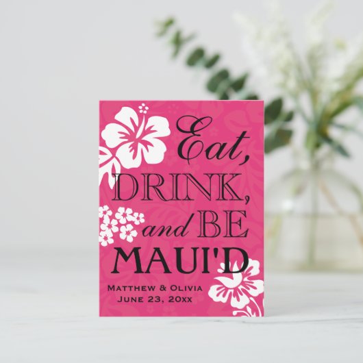 Maui Hochzeit in Urlaubsort Save the Date Postkart Ankündigungspostkarte (Stehend Vorderseite)