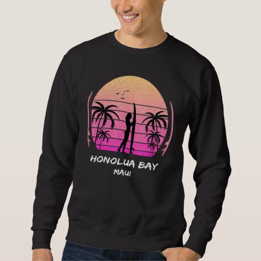 Maui Honolua Bay Surfing Palms Waves Ocean Aloha H Sweatshirt (Vorderseite)