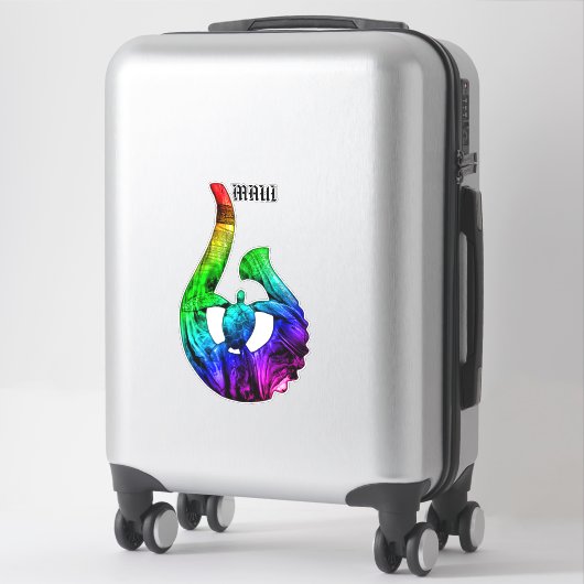 Maui Honu Tribal Hook Neon Rainbow Aufkleber (Koffer)