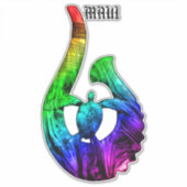 Maui Honu Tribal Hook Neon Rainbow Aufkleber (Vorderseite)