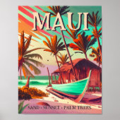 Maui Insel Hawaii tropische Sonnenuntergang Palme  Poster (Vorne)