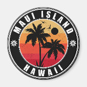 Maui Island Hawaii Retro Palmen 60er Souvenirs Magnet (Vorne)