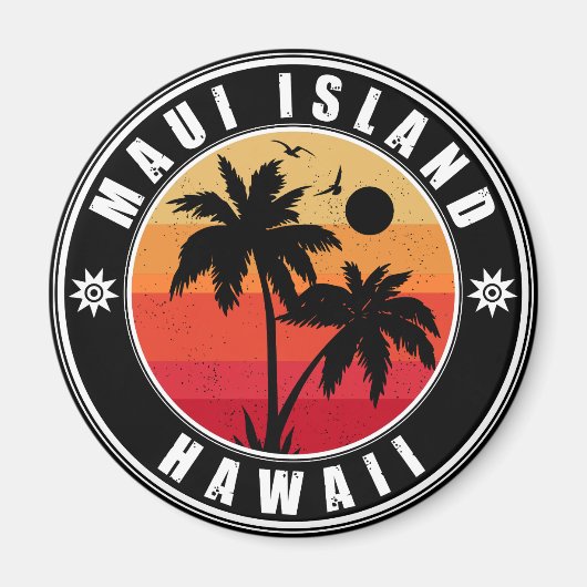 Maui Island Hawaii Retro Palmen 60er Souvenirs Magnet (Vorne)