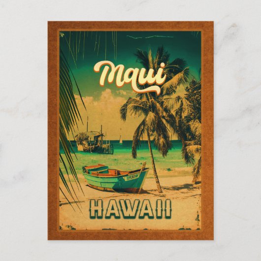 Maui Island Hawaii Retro Palmen 60er Souvenirs Postkarte (Vorderseite)