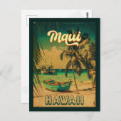 Maui Island Hawaii Retro Palmen 60er Souvenirs Postkarte (Vorne/Hinten)
