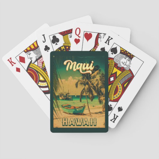 Maui Island Hawaii Retro Palmen 60er Souvenirs Spielkarten (Rückseite)