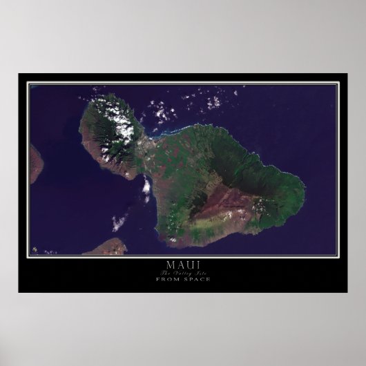 Maui Island Hawaii Satellite Poster Karte (Vorne)