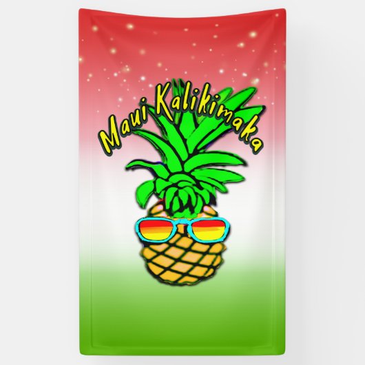 Maui Kalikimaka Pun Hawaiian Weihnachtsananas Banner (Vertikal)