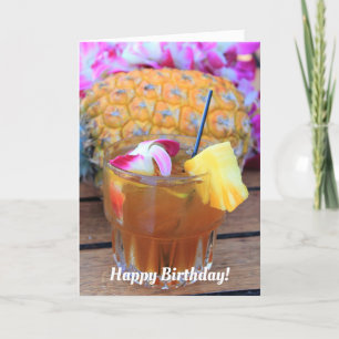 Maui Mai Tai und Ananas Geburtstag Karte