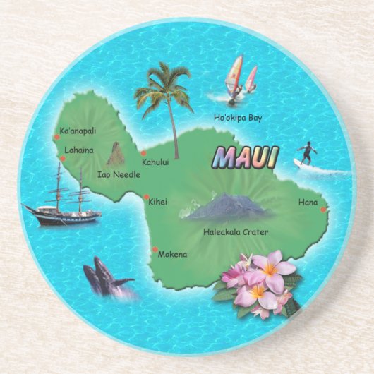 Maui Map Getränkeuntersetzer (Vorne)