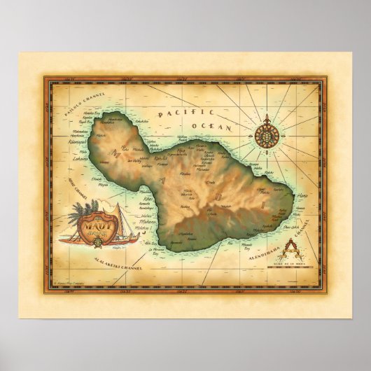 Maui Map Poster (Vorne)