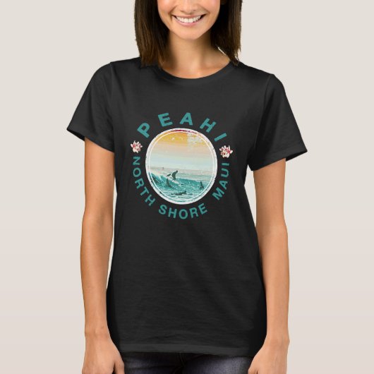 Maui Peahi Surfing Hawaiian Retro T-Shirt (Vorderseite)