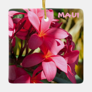 Maui, Plumerienblüten in Rosa und Weiß Keramikornament