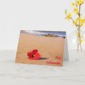 Maui Red Hibiskus am Strand Weihnachten Karte (Gelbe Blume)