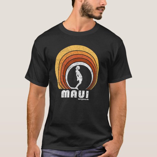 Maui Retro Long Board Surf T-Shirt (Vorderseite)