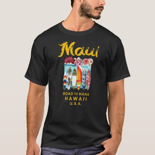 Maui Road to Hana Surfing Hawaiian T-Shirt (Vorderseite)