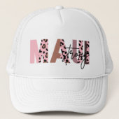 Maui Strong Pastel Pink Cougar Pattern Trucker Hat Truckerkappe (Vorderseite)
