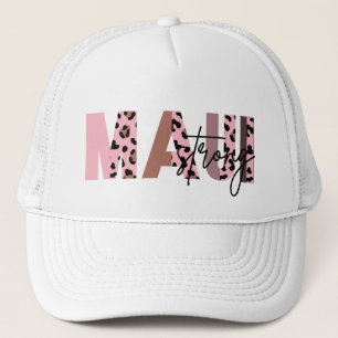 Maui Strong Pastel Pink Cougar Pattern Trucker Hat Truckerkappe