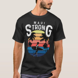 Maui Strong Retro Sunset Surfer Support T-Shirt