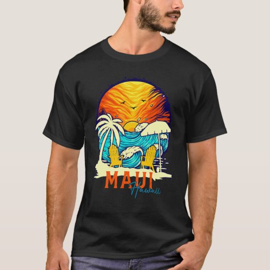 Maui Sunset Beach Hawaiian Vacation Paare Familie T-Shirt (Vorderseite)