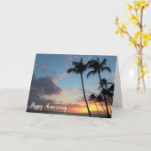 Maui Sunset und Palmen Bäume Jubiläum Karte (Gelbe Blume)