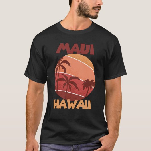 Maui Sunset Vacation Hawaii Palm trees Ocean T-Shirt (Vorderseite)