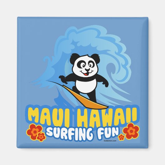Maui Surfing Panda Magnet (Vorne)