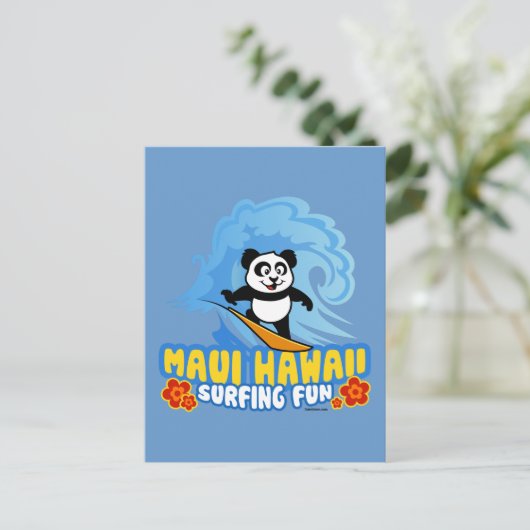 Maui Surfing Panda Postkarte (Stehend Vorderseite)