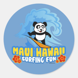 Maui Surfing Panda Runder Aufkleber