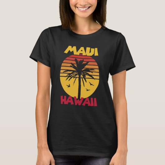 Maui Vacation Hawaii Palm trees Beach Ocean Surfin T-Shirt (Vorderseite)