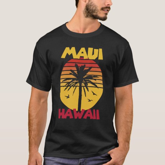Maui Vacation Hawaii Palm trees Beach Ocean Surfin T-Shirt (Vorderseite)