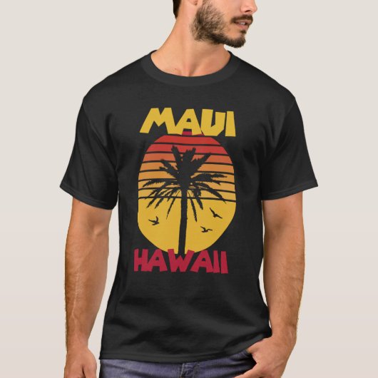Maui Vacation Hawaii Palmen Beach Surfin T-Shirt (Vorderseite)