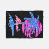 Maui Vaporwave Synth Outrun Sunset 80er Beach Retr Fleecedecke (Vorderseite (Horizontal))