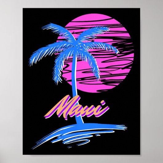 Maui Vaporwave Synth Outrun Sunset 80er Beach Retr Poster (Vorne)