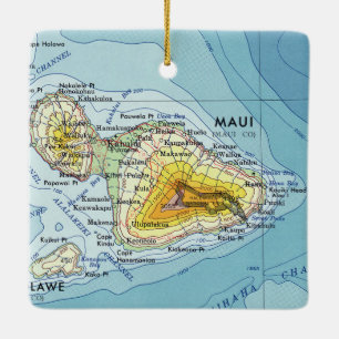 Maui Vintag Map Keramikornament