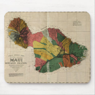 Maui - Vintage antiquarische Hawaii Survey Map, 18 Mousepad