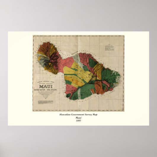 Maui - Vintage antiquarische Hawaii Survey Map, 18 Poster (Vorne)