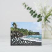 Maui Wai'anapanapa schwarzer Sandstrand Text Postk Postkarte (Stehend Vorderseite)