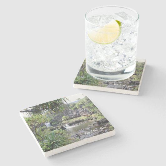 Maui-Wasserfall-Untersetzer Steinuntersetzer (Seitenansicht)