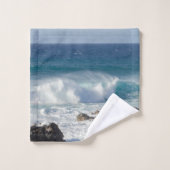 "Maui Waves" - Naturfotografie Badhandtuch Set (Waschlappen)