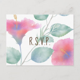 Maui Wedding RSVP Card Watercolor Hibisken Einladungspostkarte