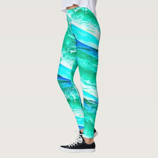 Maui-Wellen Thunder_Cove blau/grün gestreift Leggings (Links)