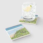 Mauiküstenhinterlila Blumen-Untersetzer Steinuntersetzer (Seitenansicht)