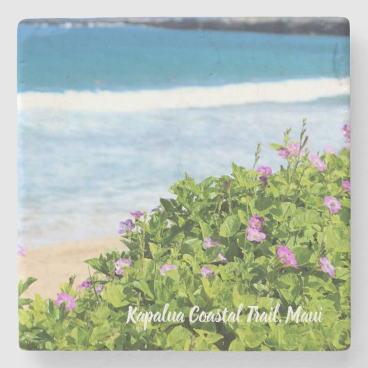 Mauiküstenhinterlila Blumen-Untersetzer Steinuntersetzer (Vorderseite)