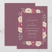 Maulbeer-Ranunculus-Hochzeit Einladung (Vorne/Hinten)