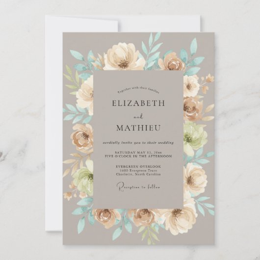 Maulbeerblüten-Hochzeit Einladung (Vorderseite)