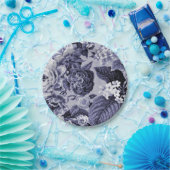 Maulbeere blaues lila BlumenToile No.1 Pappteller (Party)