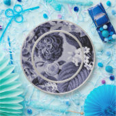 Maulbeere blaues lila BlumenToile No.1 Pappteller (Party)